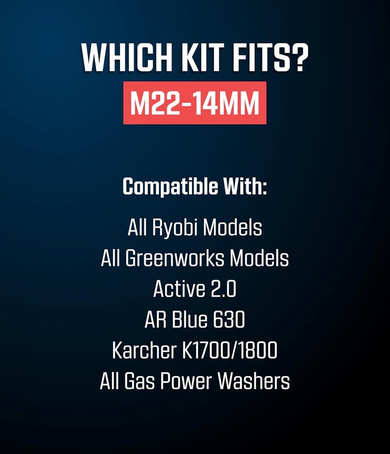 McKillans ® M22-14mm Pressure Washer Quick Connect Kit, M22-14mm to 3/8" Male Female Quick Disconnect Kit for Power Washer (Stainless Steel) - Image 2